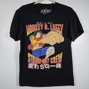 One Piece Luffy Punch Classic Graphic Tee Black T-Shirt Mens Size Medium